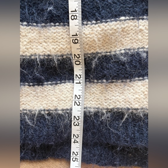 Striped Alpaca Navy and Cream Women's Sweater - Picture 6 of 8